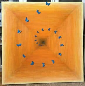 Fri yellow orange picture blue butterflyes