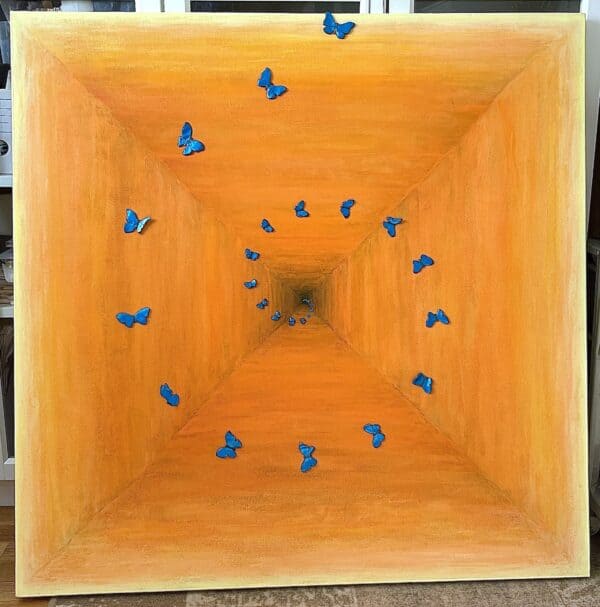 Fri yellow orange picture blue butterflyes